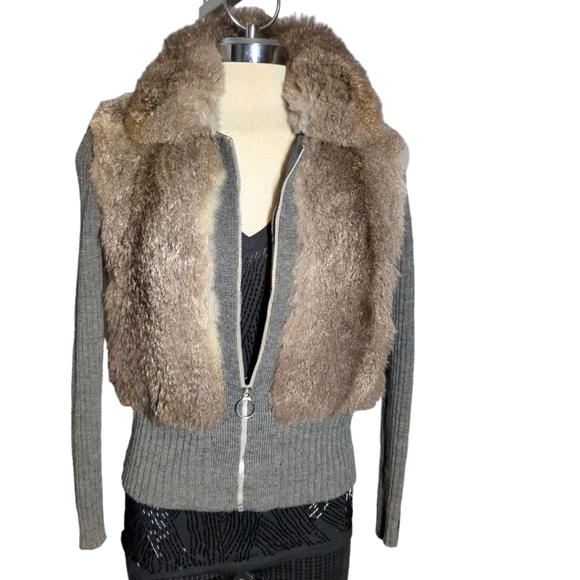 VINTAGE Luxury Real Faux Fur & Knit Jacket Size M. - Picture 4 of 16